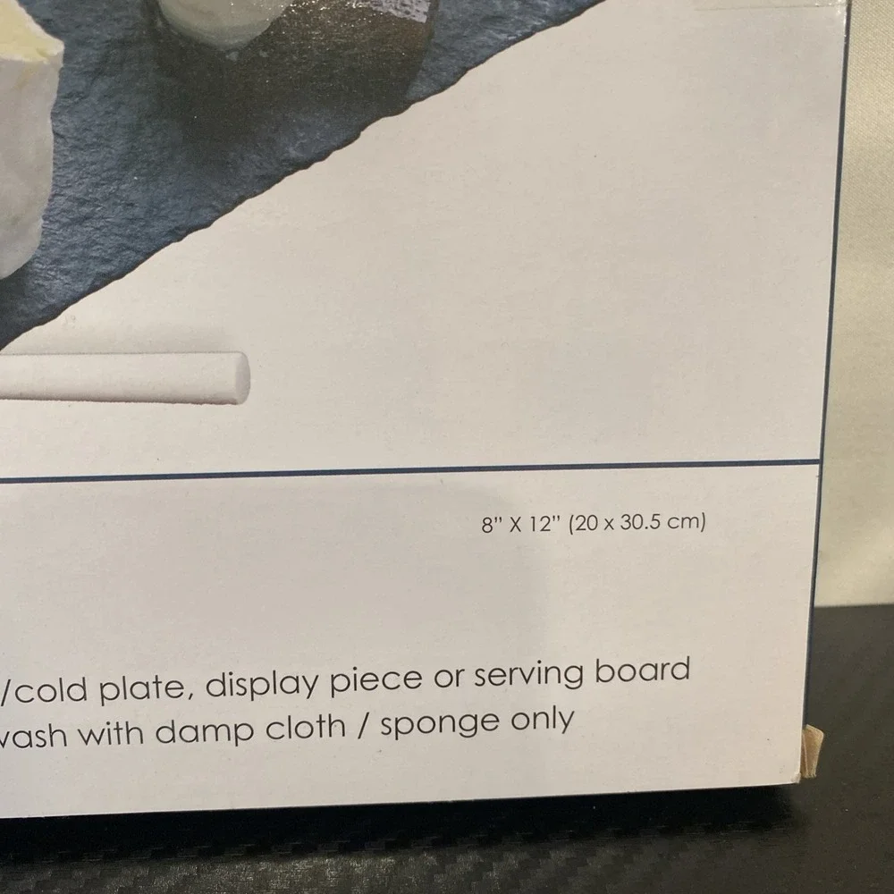 Home Basics Black Modern Slate Cheese Platter Tray 8 x 12 Cutting Board w/ Chalk